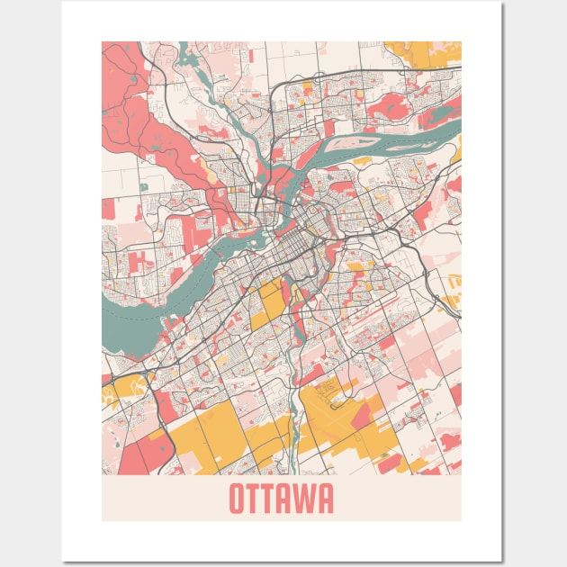 Ottawa - Ontario Chalk City Map Wall Art by tienstencil
